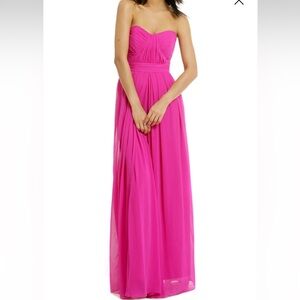 Badgley Mischka Strapless Hot Pink Chiffon Gown - wedding guest - size 2